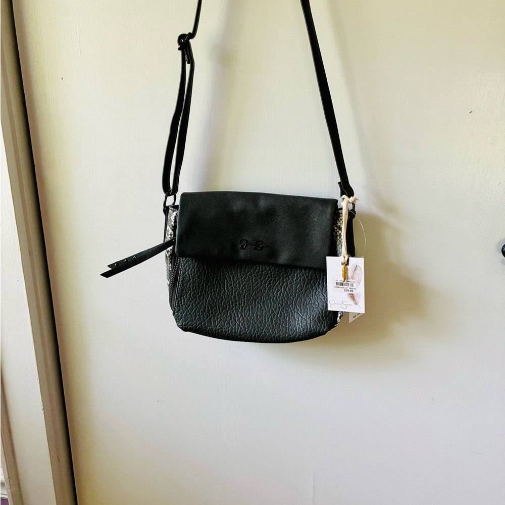 Jessica Simpson Black Crossbody Bag with Flap Closure